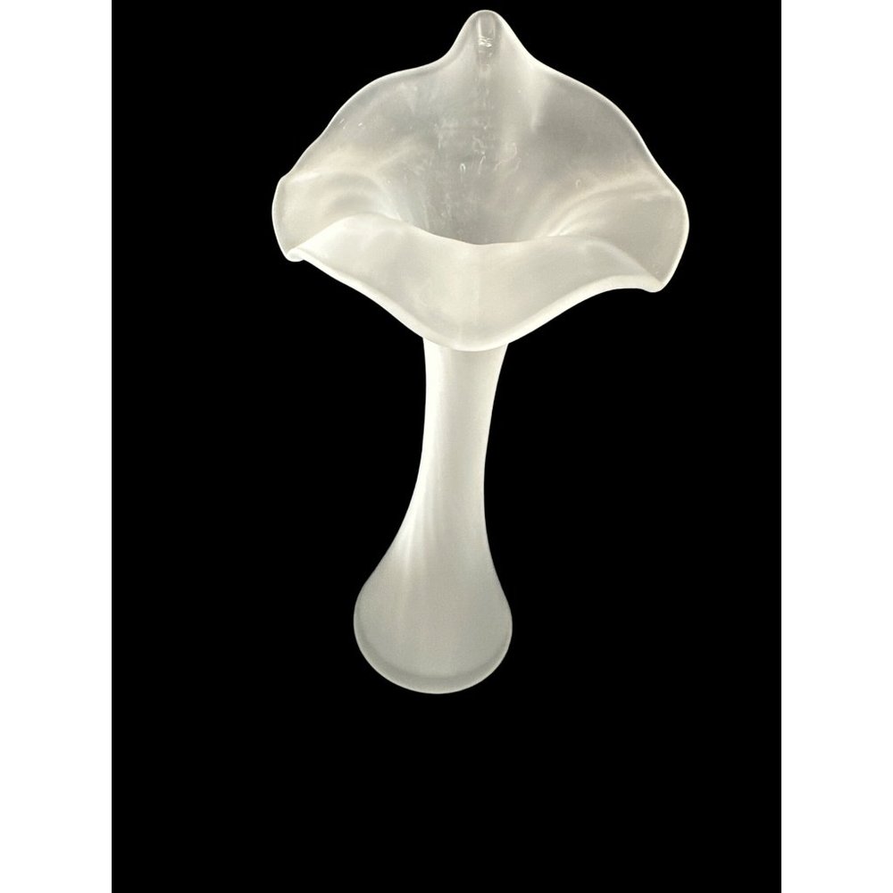 Vintage Jack in the Pulpit 9” white satin frosted vase